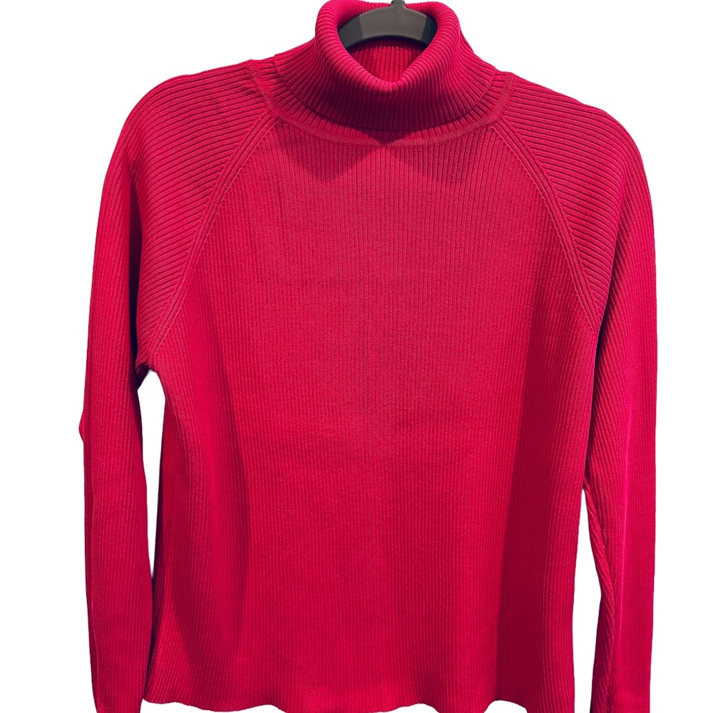 Harve Benard Pink Ribbed Cotton‎ Turtleneck Sweater